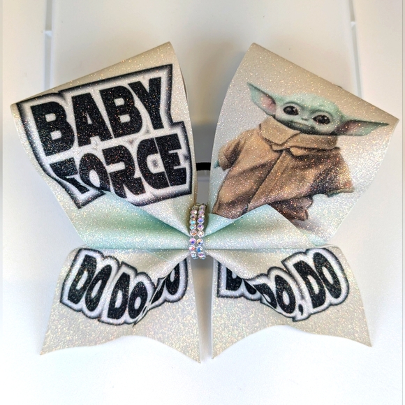 🎃 Baby Yoda Grogu Glittery Hair Bow Tie Handmade - Picture 2 of 6